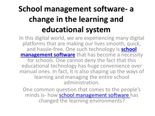 School management software- a change in the learning and educational system