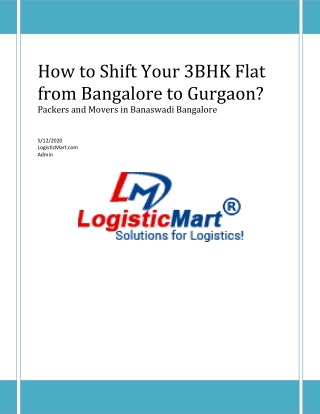 How to Shift Your 3BHK Flat From Bangalore to Gurgaon?