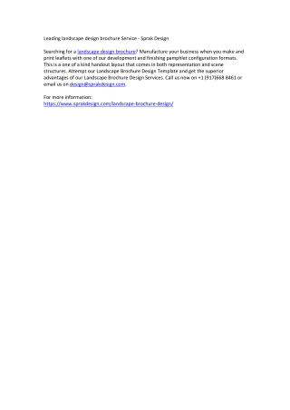 Leading landscape design brochure Service - Sprak Design