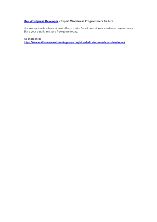 Hire Wordpress Developer - Expert Wordpress Programmers for hire