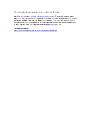 The leading mineral water brochure design services – Sprak Design