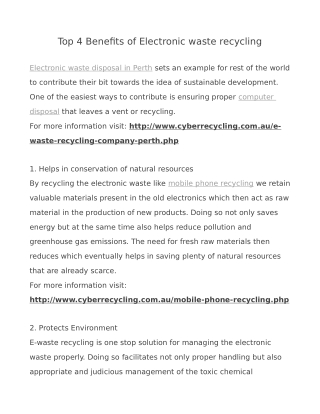 Top 4 Benefits of Electronic waste recycling