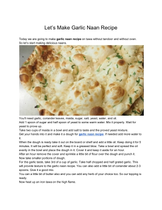 Let’s Make Garlic Naan Recipe