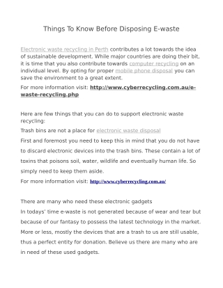 Things To Know Before Disposing E-waste