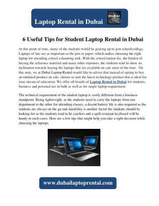 6 Useful Tips for Student Laptop Rental in Dubai