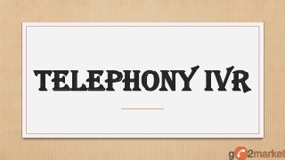 Telephony Ivr | Go 2 Market India Pvt. Ltd