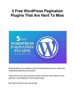 5 Free WordPress Pagination Plugins That Are Hard To Miss