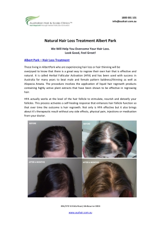 Natural Hair Loss Treatment Albert Park