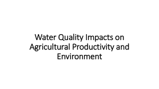 Water Quality Impacts on Agricultural Productivity and Environment