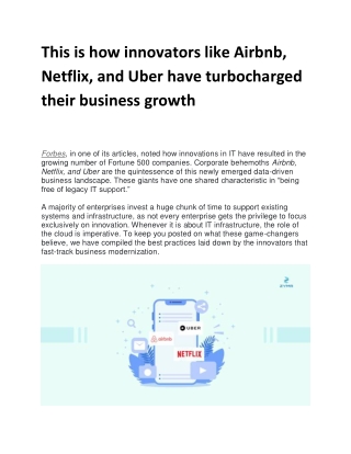 This is how innovators like Airbnb, Netflix, and Uber have turbocharged their business growth
