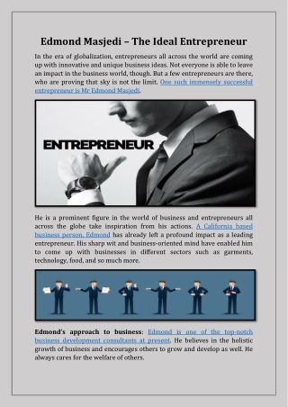 Edmond masjedi – the ideal entrepreneur