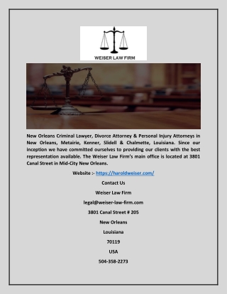 Jefferson Divorce Lawyers(Weiser Law Firm)