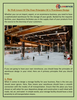 Be Well Aware Of The Four Principles Of A Warehouse Design