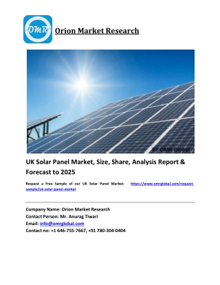 UK Solar Panel Market Growth, Size, Share, Industry Report and Forecast 2019-2025