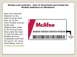 Mcafee.com/activate - How to Download and Install the McAfee Software on Windows?