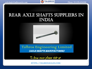 Best Rear Axle Shafts Suppliers In India