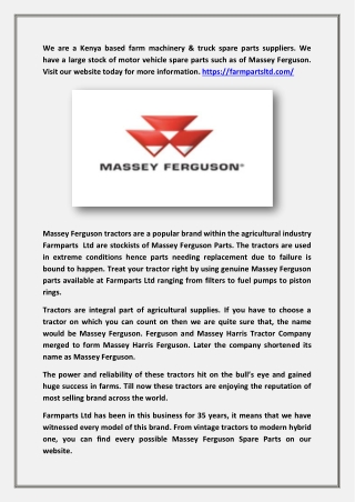 Massey Ferguson Parts - Farmparts Limited