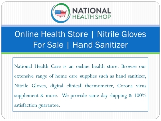 Online Health Store | Nitrile Gloves For Sale | Hand Sanitizer