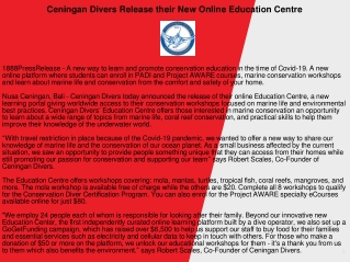 Ceningan Divers Release their New Online Education Centre
