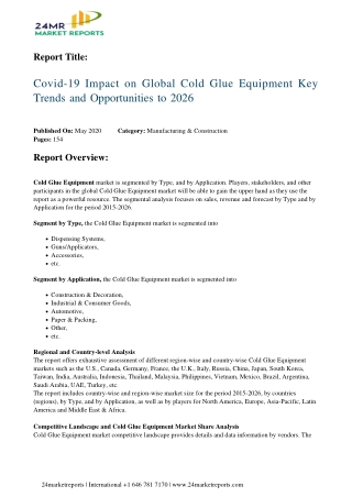 Cold Glue Equipment Key Trends and Opportunities to 2026