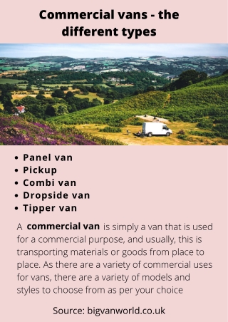 Commercial vans - the different types