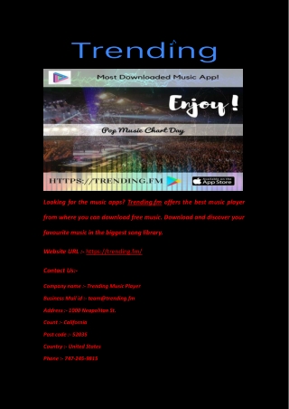 Listen To Free Music with Trending Music Player -(trendingfm)