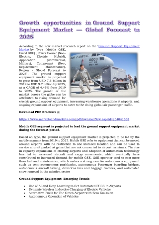 Growth opportunities in Ground Support Equipment Market — Global Forecast to 2025