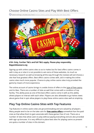 Choose Online Casino Sites and Play With Best Offers