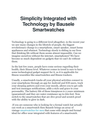 Simplicity Integrated with  Technology by Bausele   Smartwatches