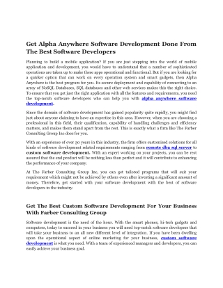 Get Alpha Anywhere Software Development Done From The Best Software Developers