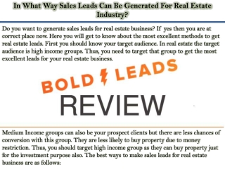 In What Way Sales Leads Can Be Generated For Real Estate Industry?