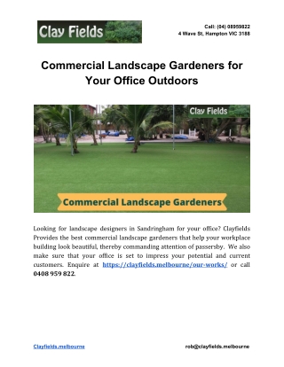 Commercial Landscape Gardeners for Your Office Outdoors