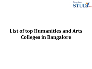 List of top Humanities and Arts Colleges in Bangalore