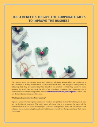 TOP 4 BENEFITS TO GIVE THE CORPORATE GIFTS TO IMPROVE THE BUSINESS