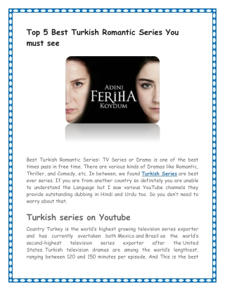 Best Turkish Romantic Series | Justinder.com