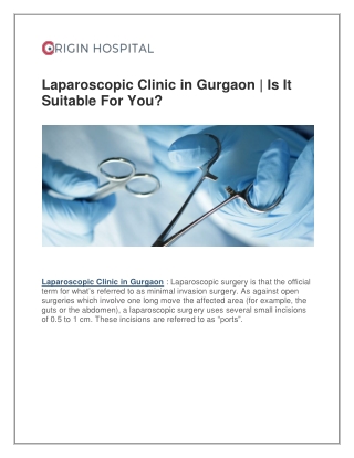 Laparoscopic Clinic in Gurgaon | Is It Suitable For You?