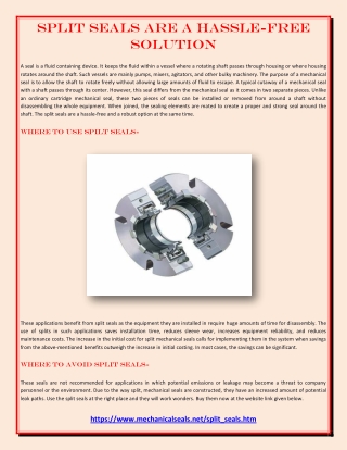 Split seals are a hassle-free solution