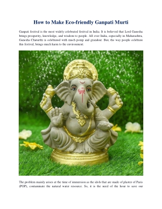 How to Make Eco-friendly Ganpati Murti