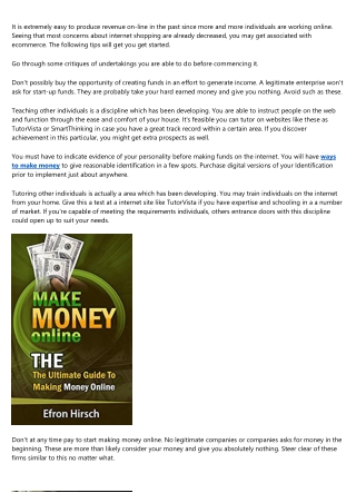 Discussing Earning Money Online, Learn A Ton By Looking Over This Post