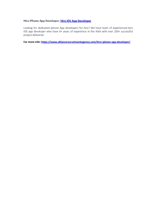 Hire iPhone App Developer, Hire IOS App Developer