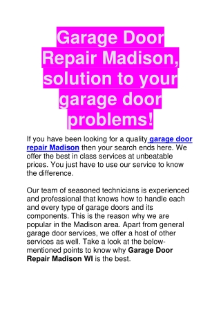 Garage Door Repair Madison