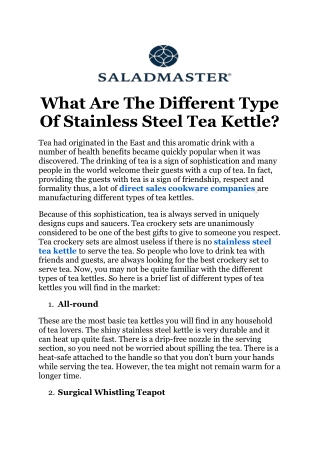 What Are The Different Type Of Stainless Steel Tea Kettle?