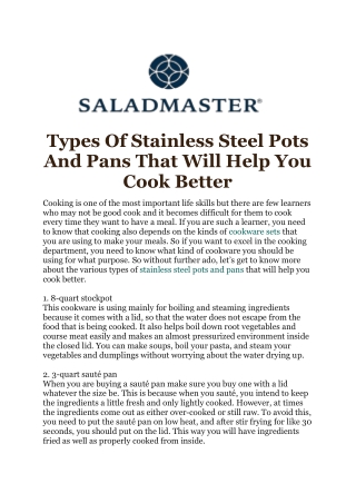 Types Of Stainless Steel Pots And Pans That Will Help You Cook Better