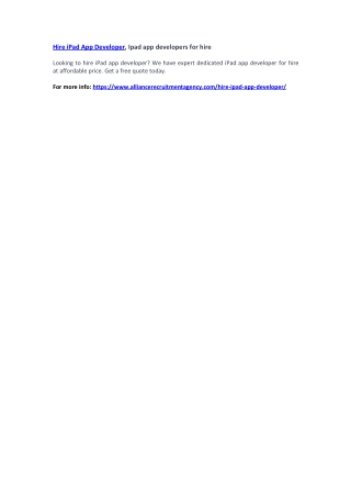 Hire iPad App Developer, Ipad app developers for hire