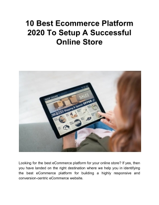 10 Best Ecommerce Platform 2020 To Setup A Successful Online Store