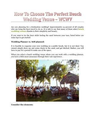 How To Choose The Perfect Beach Wedding Venue - WCWV