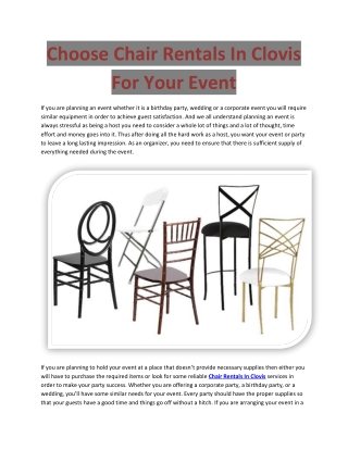 Choose Chair Rentals In Clovis For Your Event