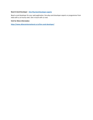 Need A Zend Developer – Hire Php Zend Developer experts
