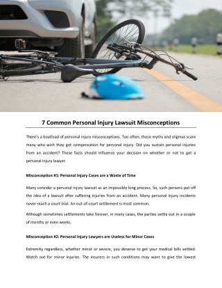 7 Common Personal Injury Lawsuit Misconceptions