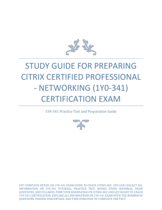 Study Guide for Preparing Citrix Certified Professional - Networking (1Y0-341) Certification Exam